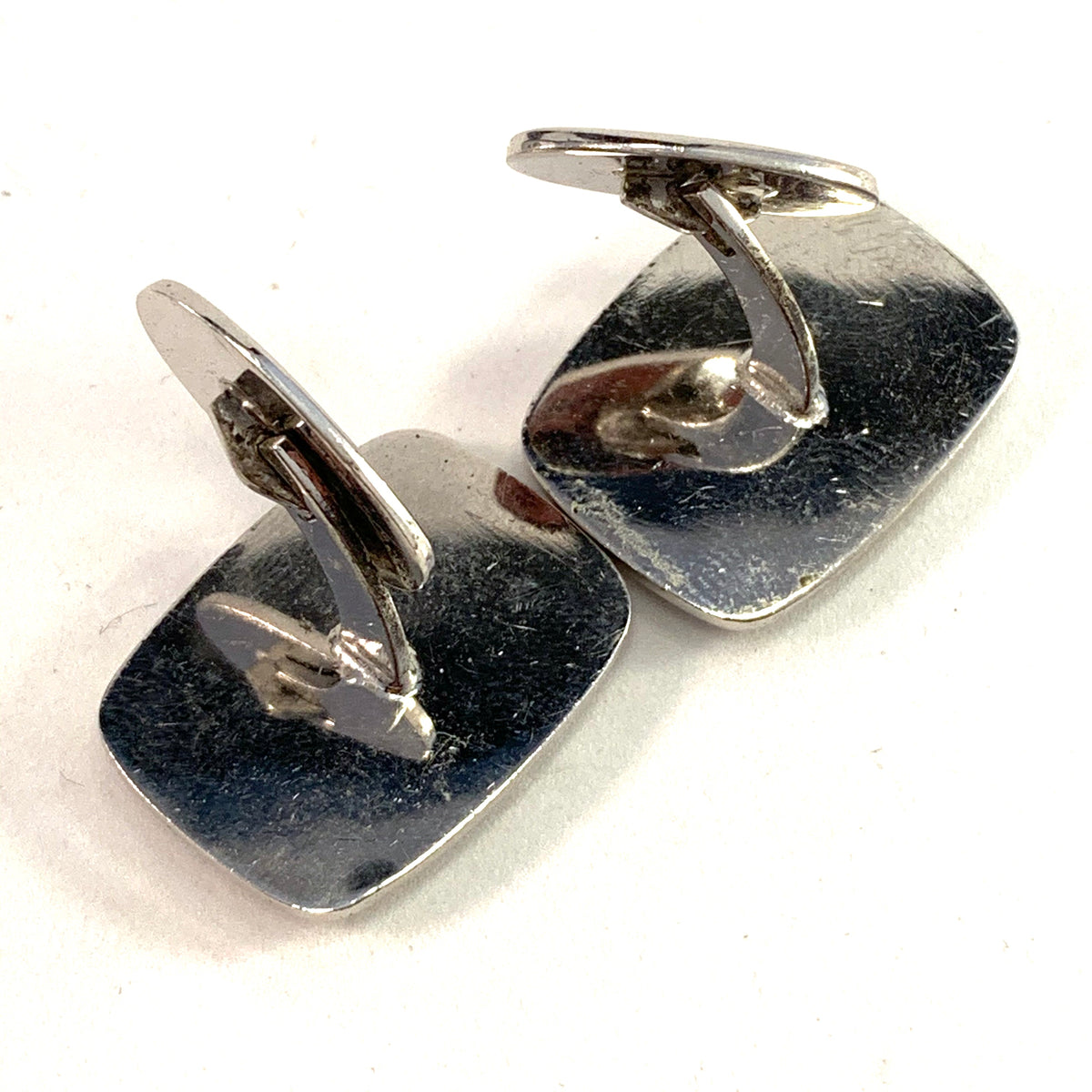 Swedish Import 1960s Large Solid 830 Silver Abalone Cufflinks