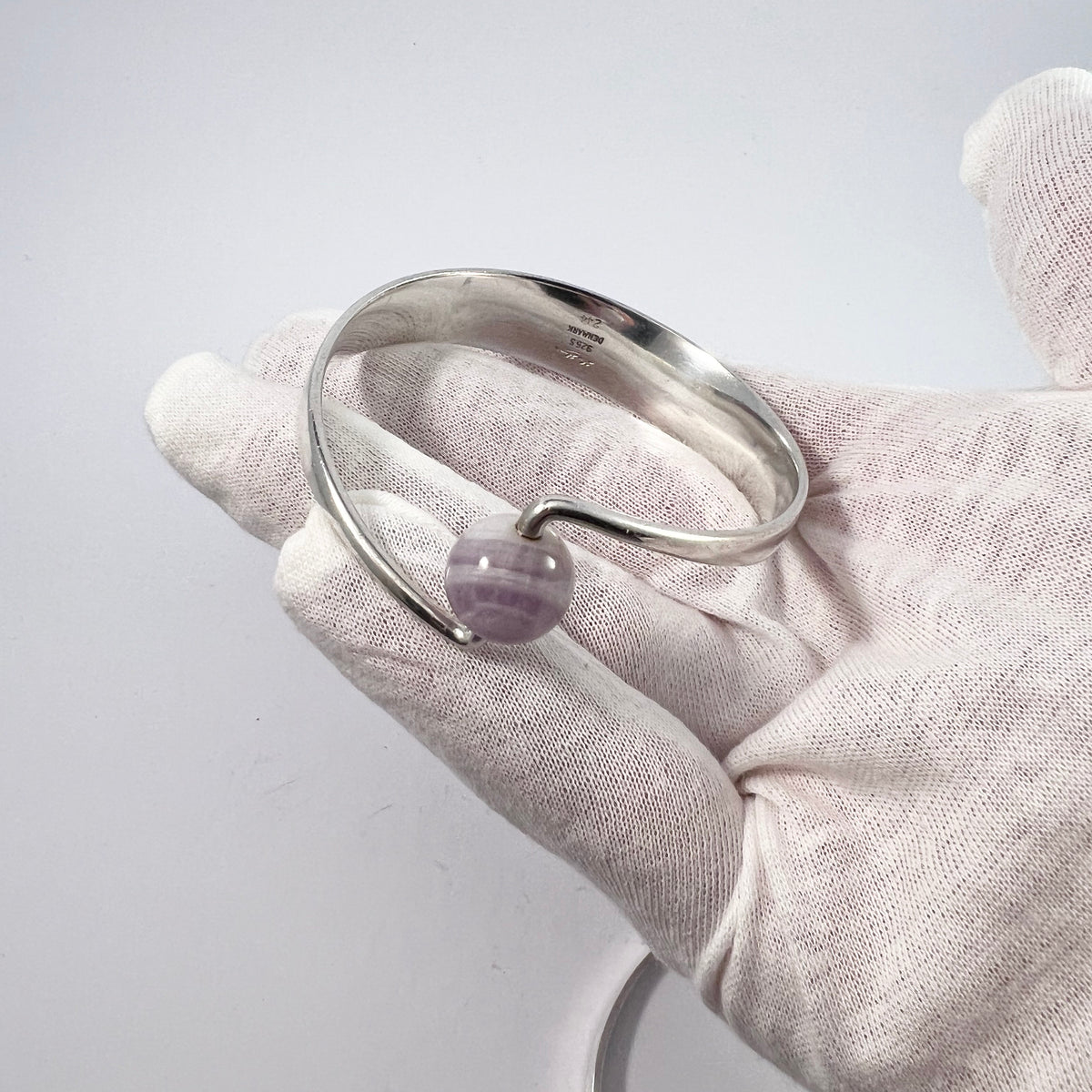 Hans Hansen, Denmark 1960s. Sterling Silver Amethyst Bracelet. Design #244 by Bent Gabrielsen.