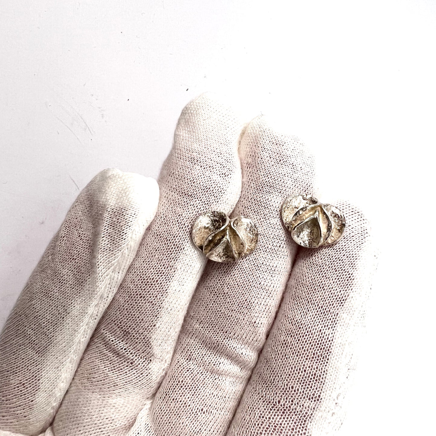 Theresia Hvorslev, Sweden 1978. Vintage Sterling Silver Stud Earrings. Signed