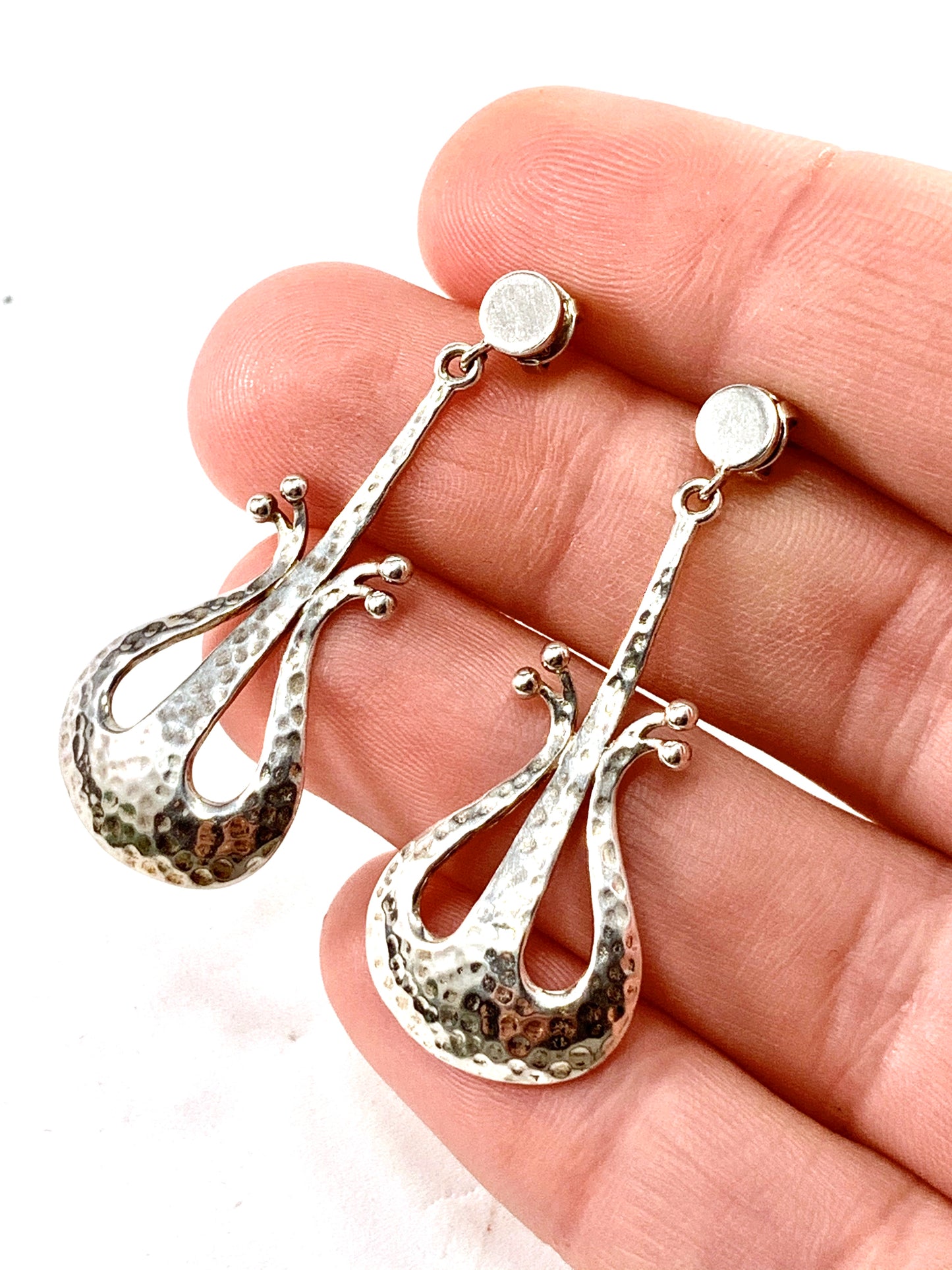 Alton, Sweden year 1967 Sterling Silver Large Dangle Earrings.