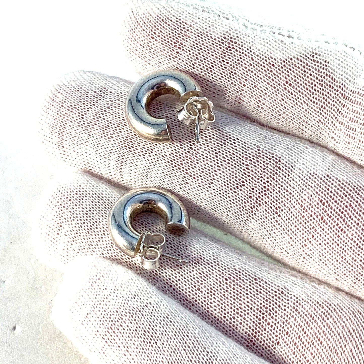 Rey Urban, Sweden Vintage Sterling Silver Huggie Earrings