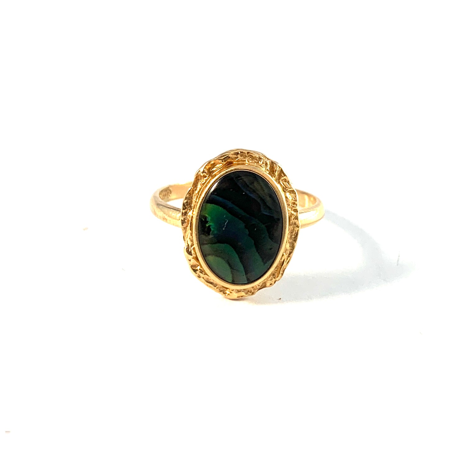 Bronsil, Sweden 1970s Vintage 18k Gold Abalone Ring.