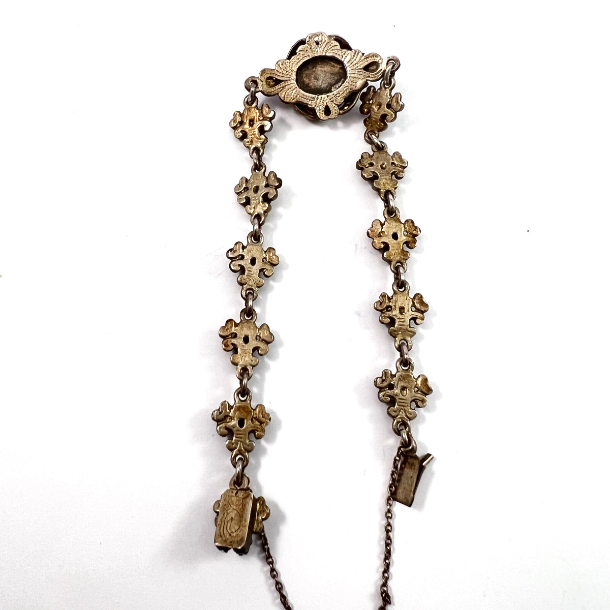 Czechoslovakia, Antique early 1900s Solid Silver Bohemian Garnet Bracelet. Hallmarked.