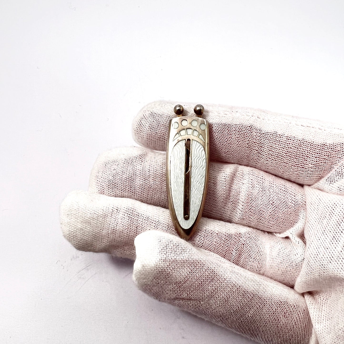 Marius Hammer, Norway c 1920 Jugendstil Solid Silver Enamel Cigar Cutter.