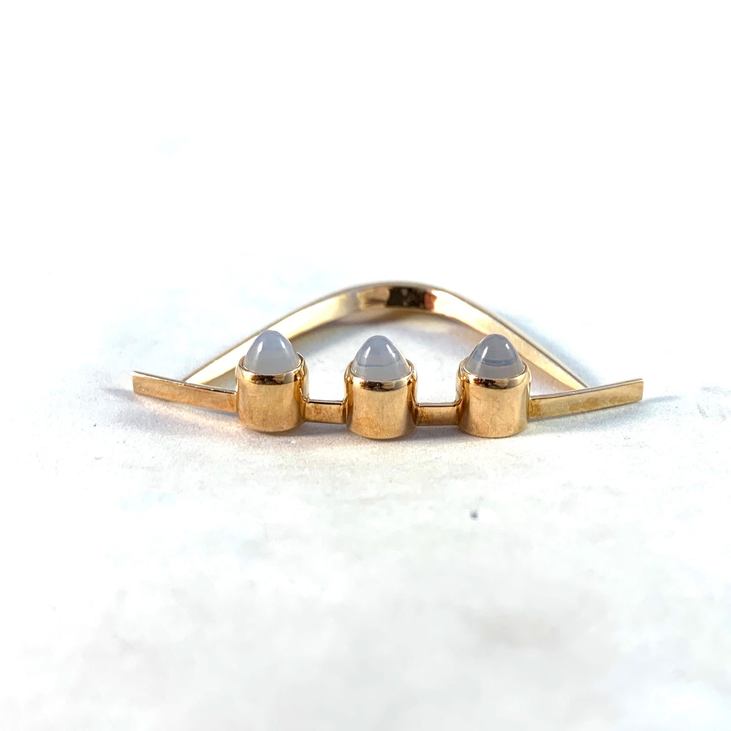 Elis Kauppi, Kupittaan Kulta Finland 1961. Vintage 14k Gold Moonstone Pendant.