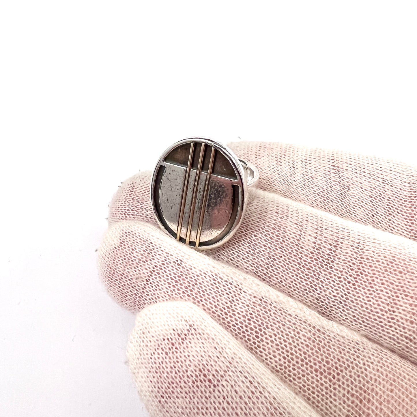Carl L Cohr, Denmark c 1960s. Vintage Mondernist Sterling Silver Ring.
