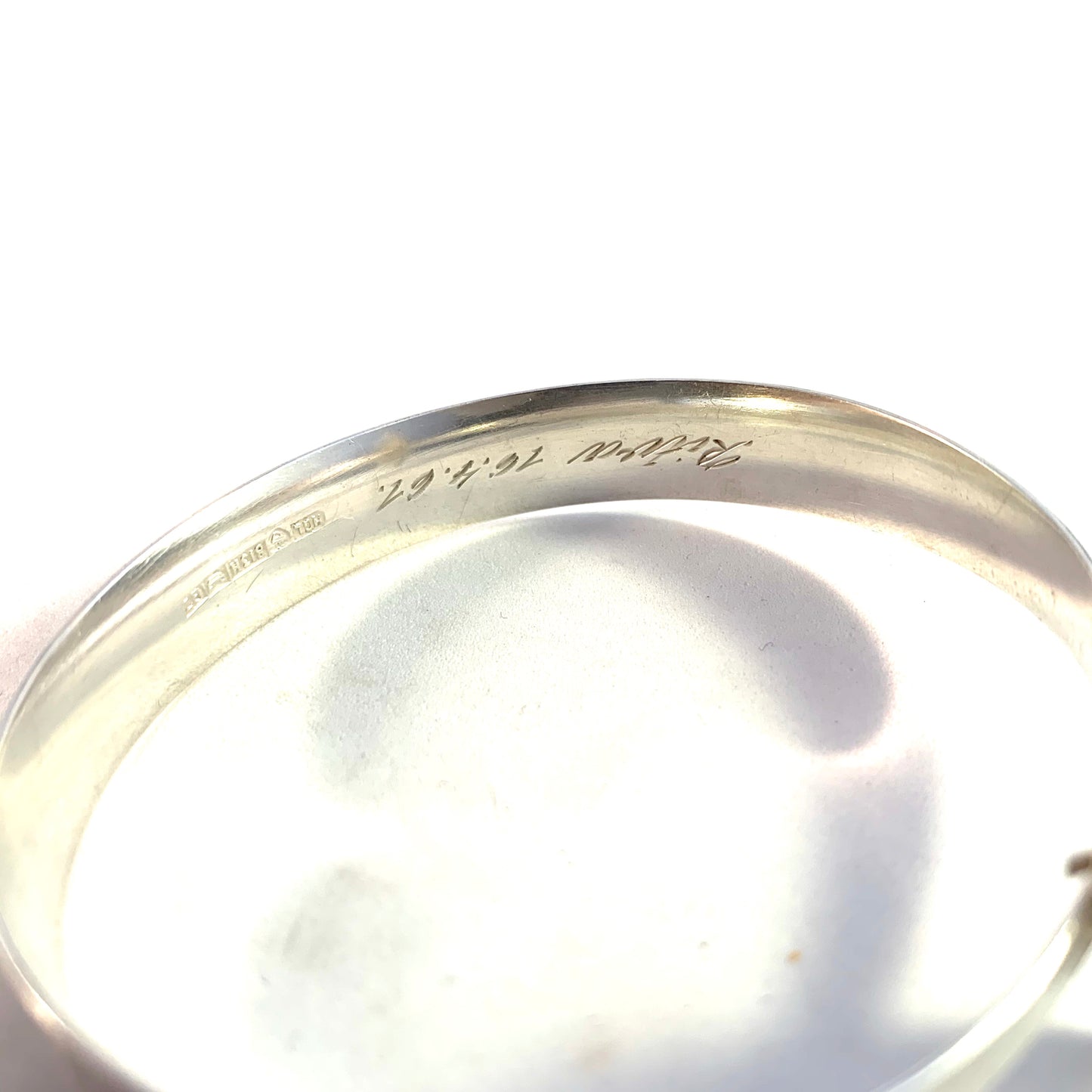 Holger Lindström, Finland year 1960. Solid Silver Smoky Quartz Open/Close Bangle Bracelet.