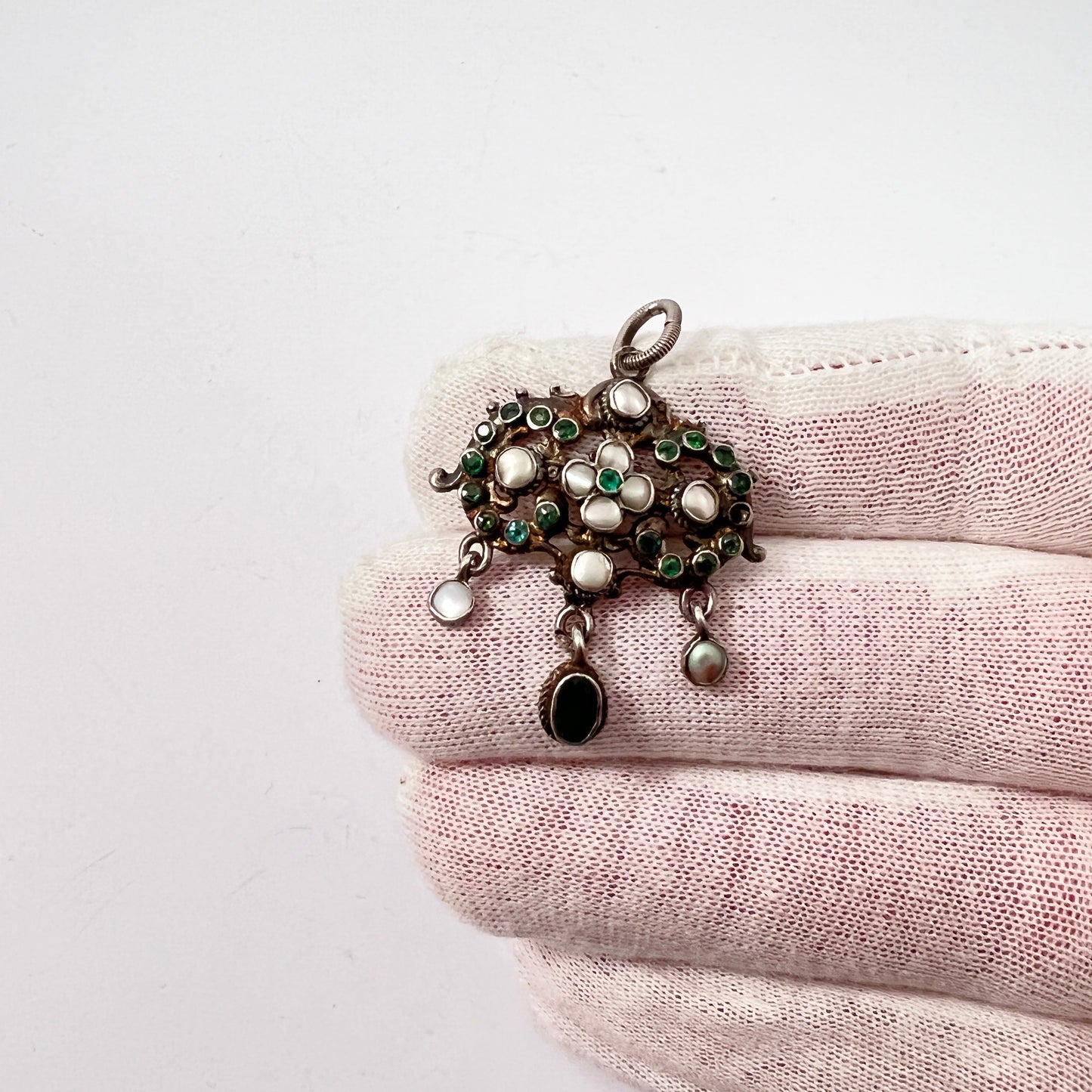 Maker WM, Austria-Hungary c year 1890 Antique Solid Silver Renaissance Revival Pendant.