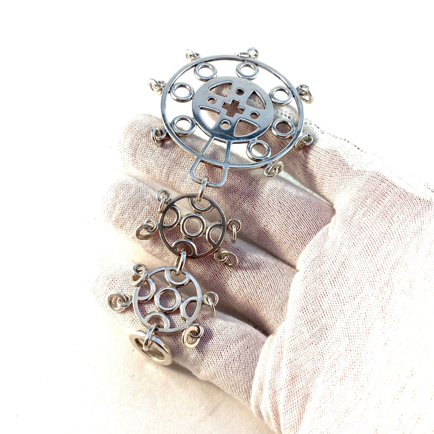 Juhls Kautokeino, Norway Vintage 1970s Huge Sterling Silver Traditional Pendant.