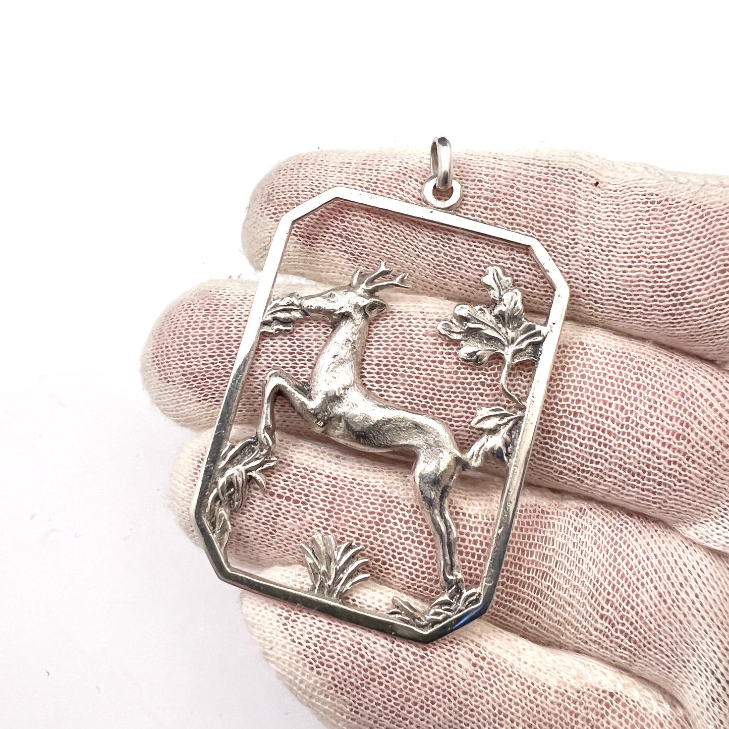 Denmark 1940-50s. Large Solid Silver Pendant.
