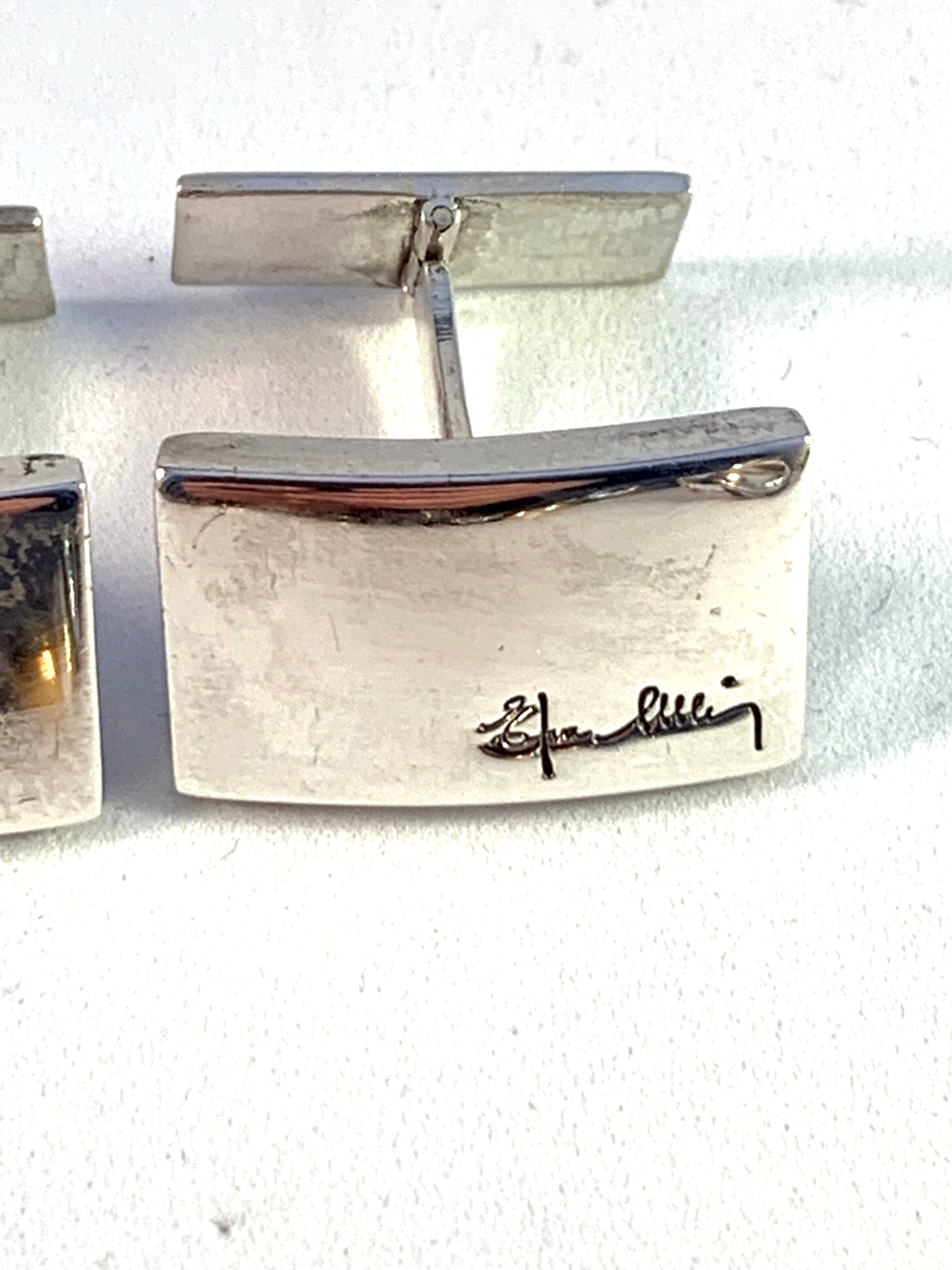 Efva Attling, Sweden Vintage Chunky Sterling Silver Pair of Cufflinks