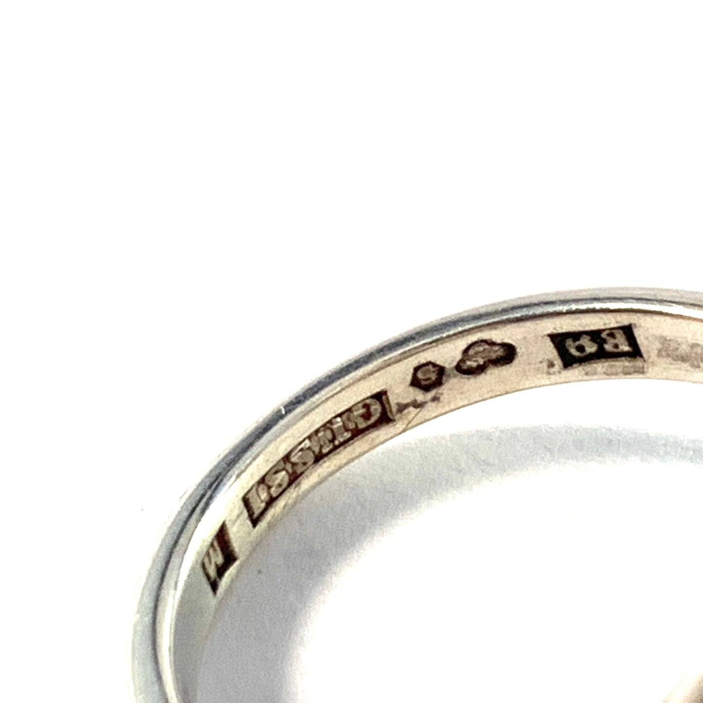 GUSSI, Sweden year 1952. Mid Century Sterling Silver Malachite Ring.