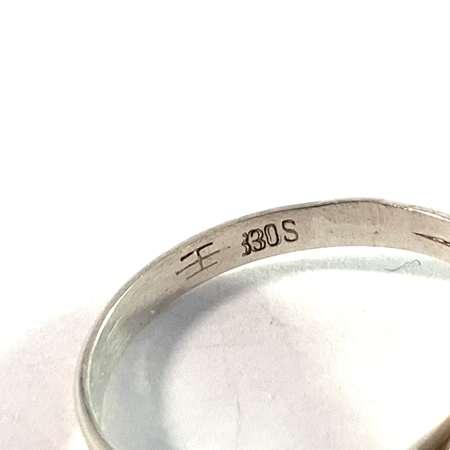 Danmark Antique early 1900. Solid Silver Red Paste Ring. Makers' Mark.