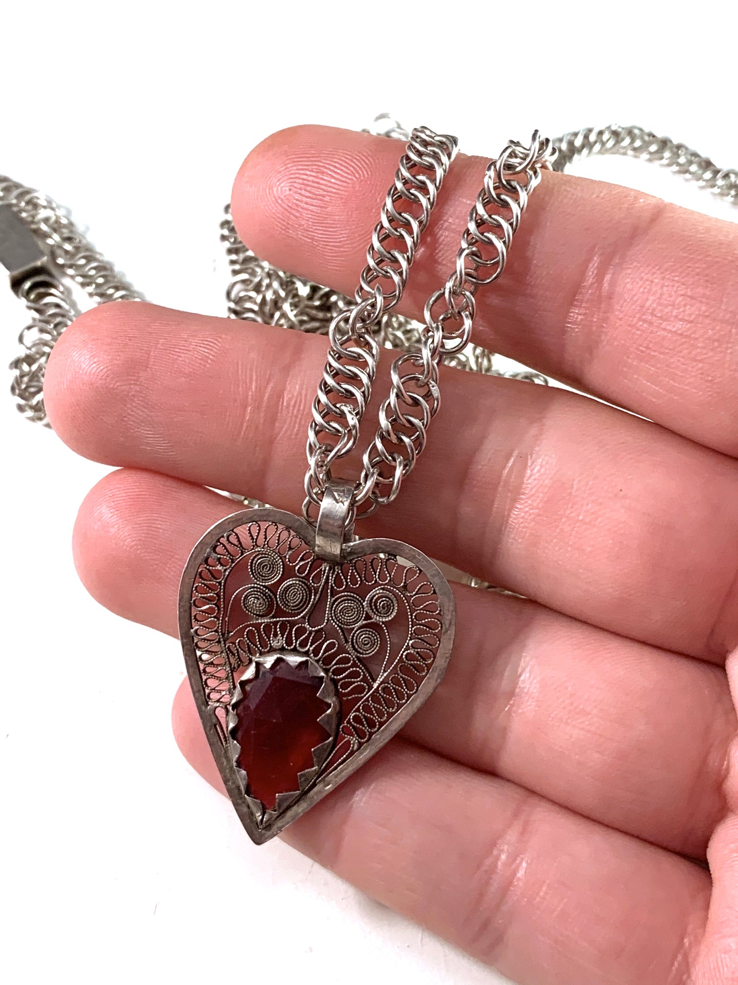 Jacob Johan Flygare, Sweden year 1801-1819 Georgian Solid Silver Paste Stone Pendant Necklace.