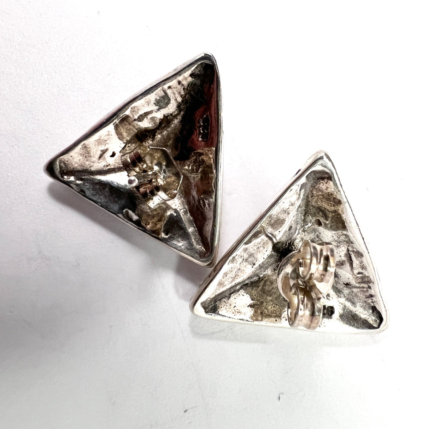 Eivind Hillestad, Norway. Vintage Modernist Sterling Silver Earrings.