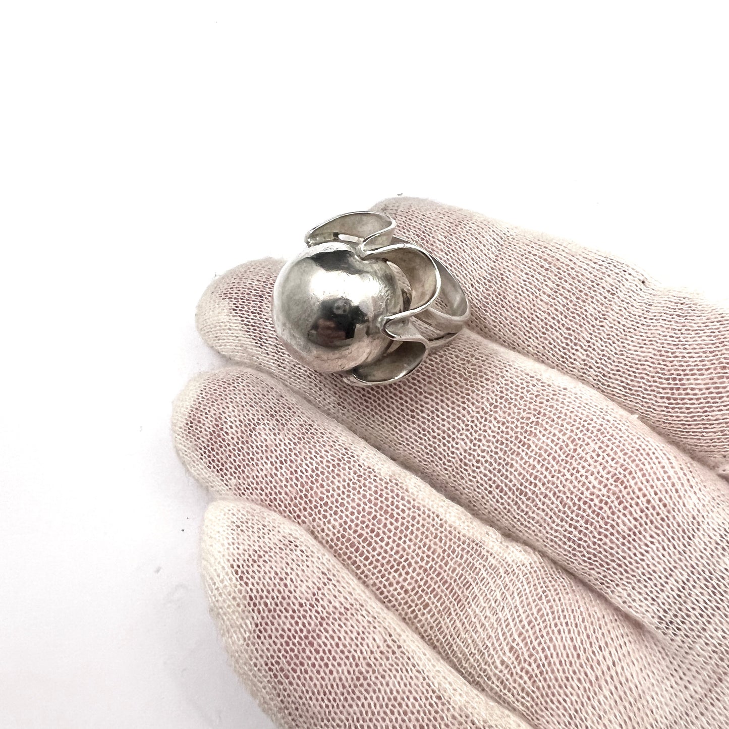 Bold Vintage Mid-century Modern Sterling Silver Ring.