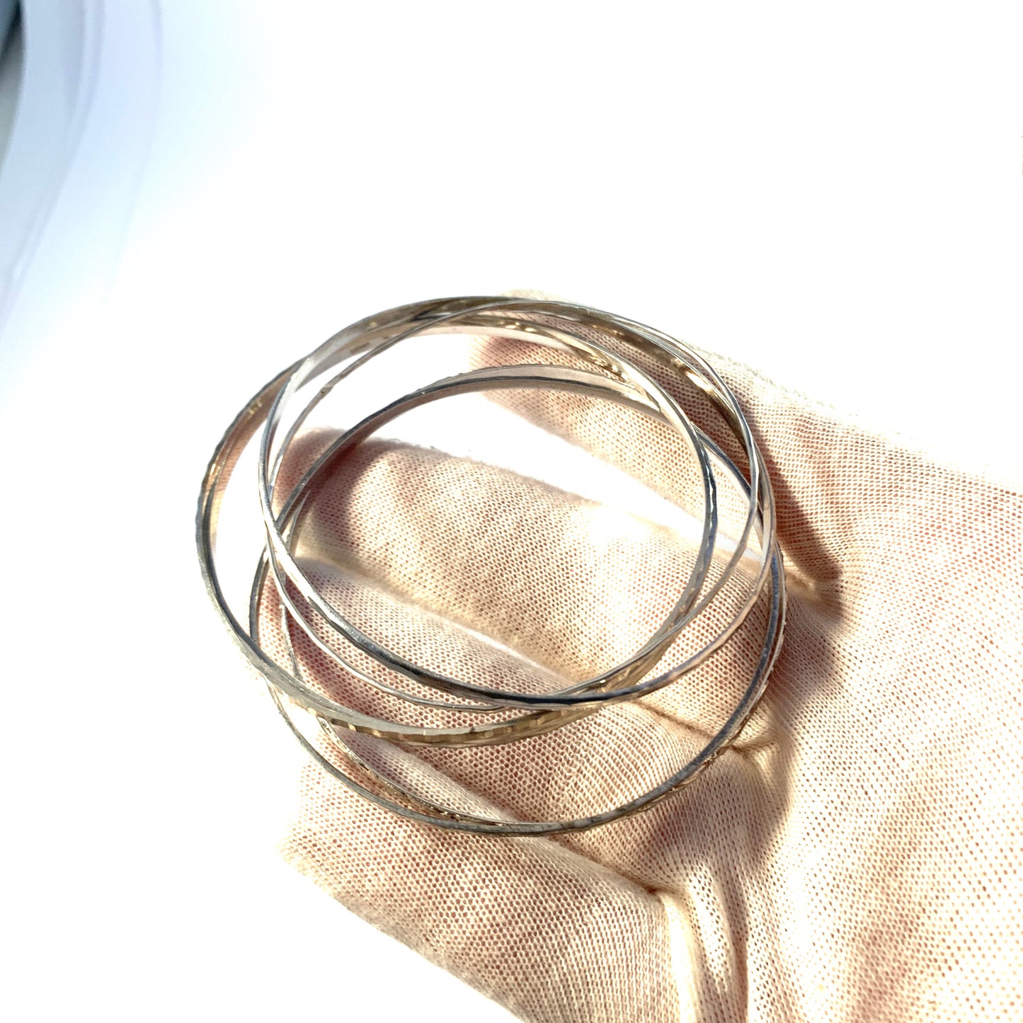 Vintage Solid Silver 6 Bangle Bracelet Stack.