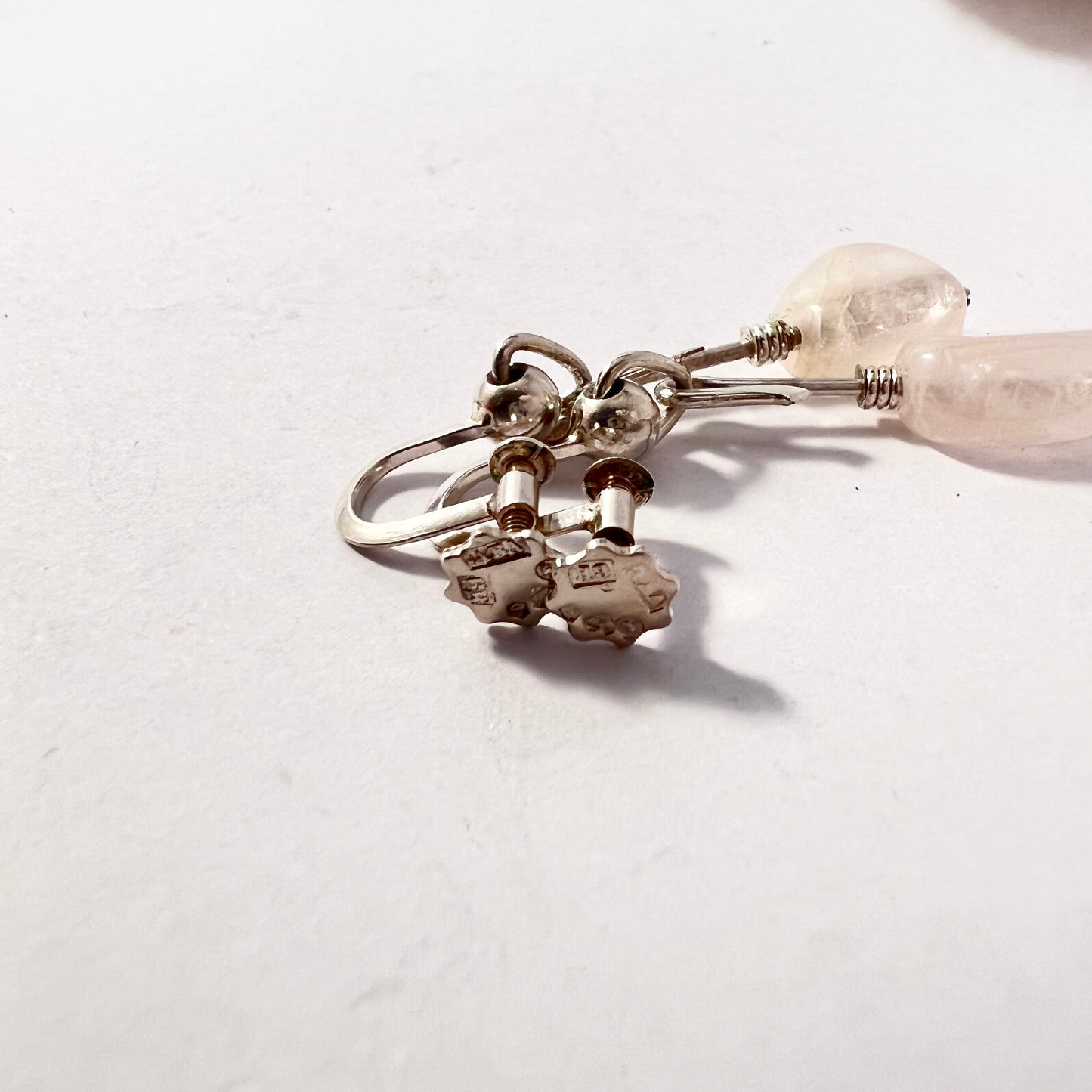 Atelier Borgila, Sweden 1958. Vintage Sterling Silver Quartz Earrings.