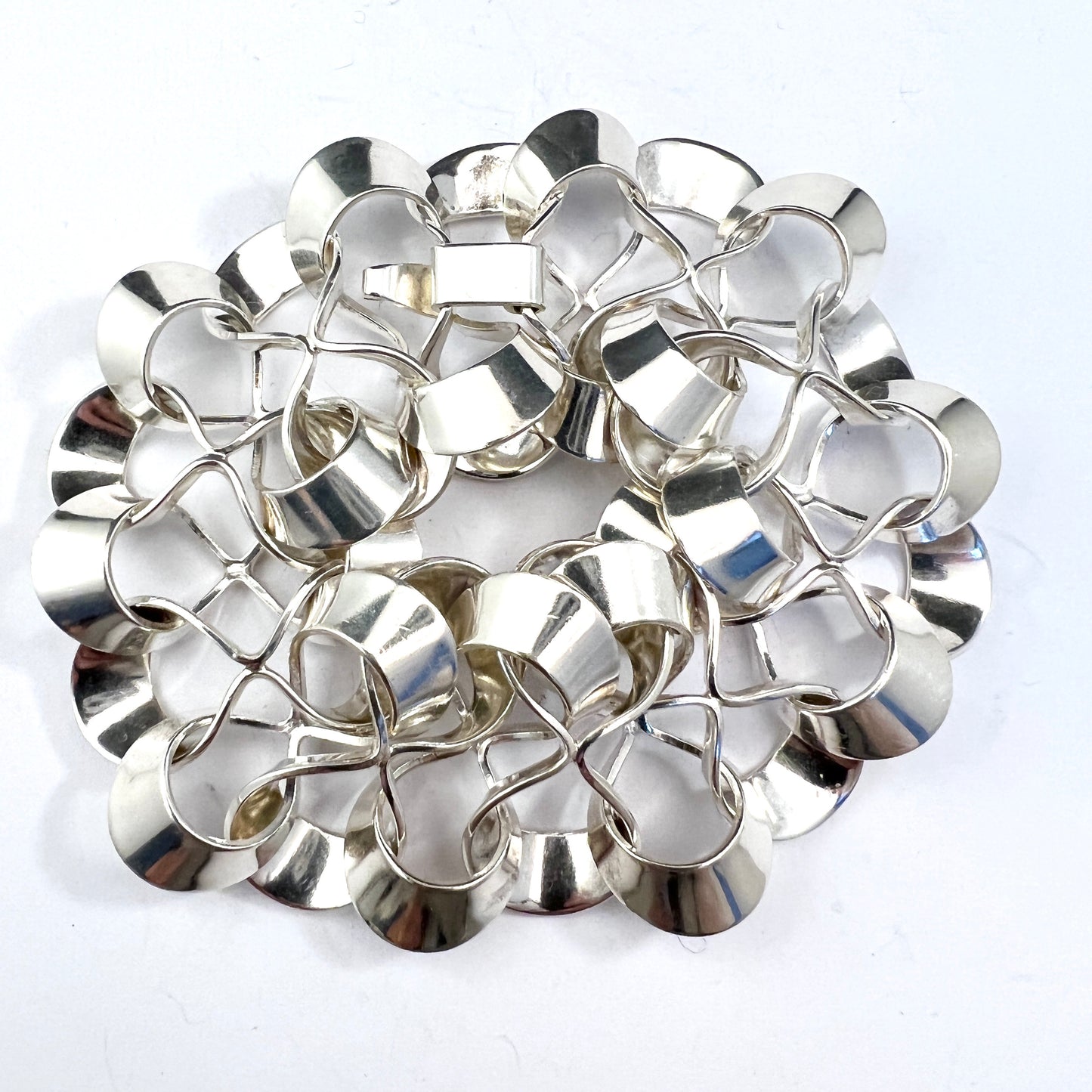 Theresia Hvorslev for ALTON, Sweden year 1970. Sterling Silver Bracelet. Signed.