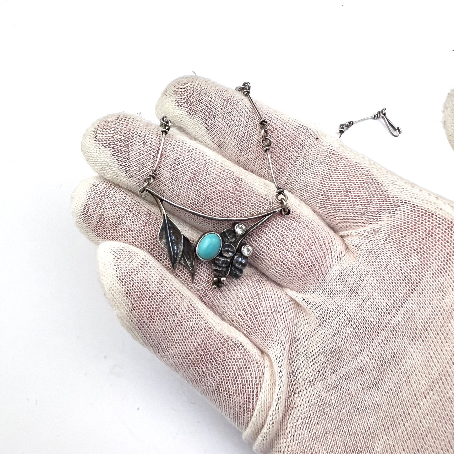 ヴィンテージ スターリング シルバー ターコイズ ペースト ネックレス。