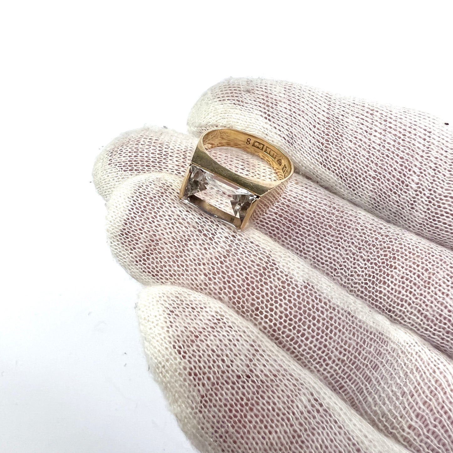 Bengt Hallberg Sweden 1965. Vintage 18k Gold Rock Crystal Ring.
