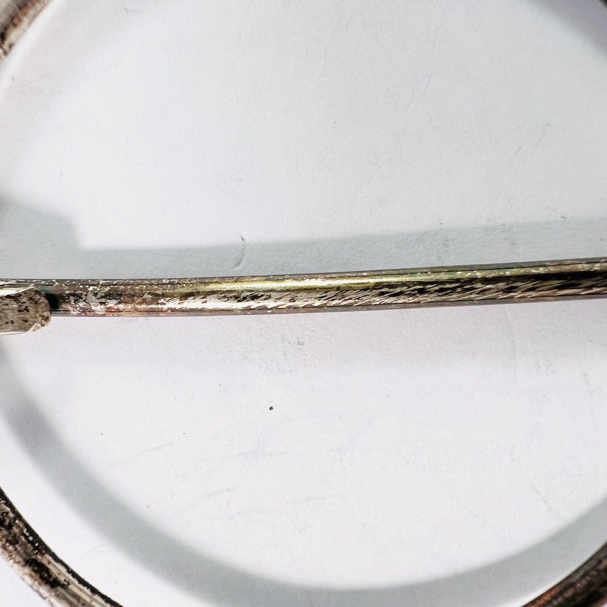 Scandinavia Large Antique 1800s Solid Silver Fibula Brooch Cloak Clasp.