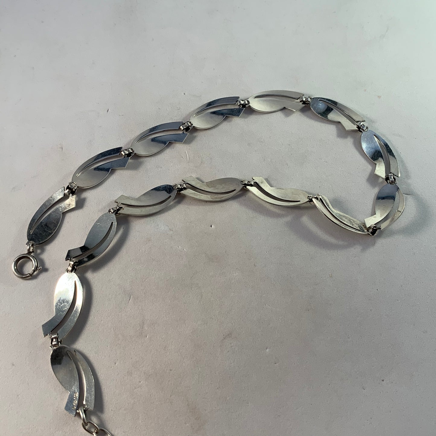 Swedish Import 1950-60s Mid Century Modern Solid 830 Silver Necklace.