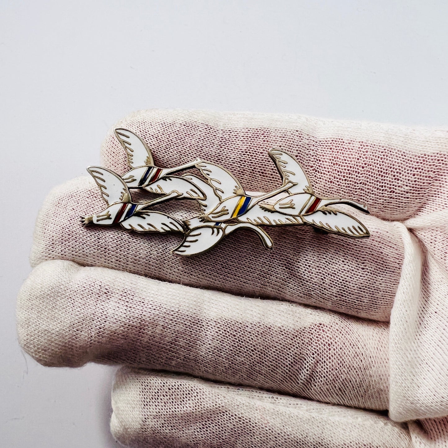Erik Magnussen, Denmark c 1940s. Vintage Sterling Silver Brooch. The 5 Nordic Swans.
