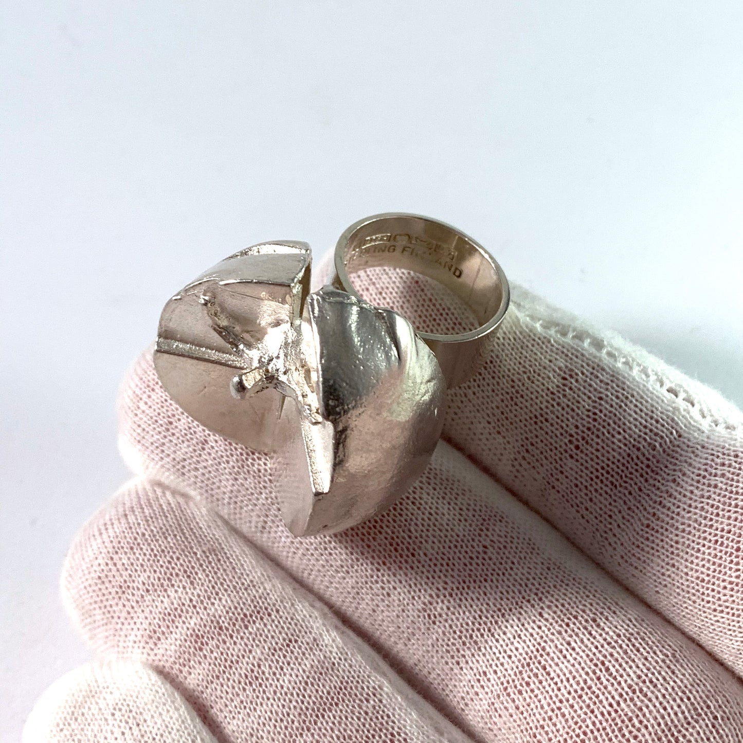Bjorn Weckstrom for Lapponia 1967 Sterling Silver Ring. Design Ikaros from Space Series.