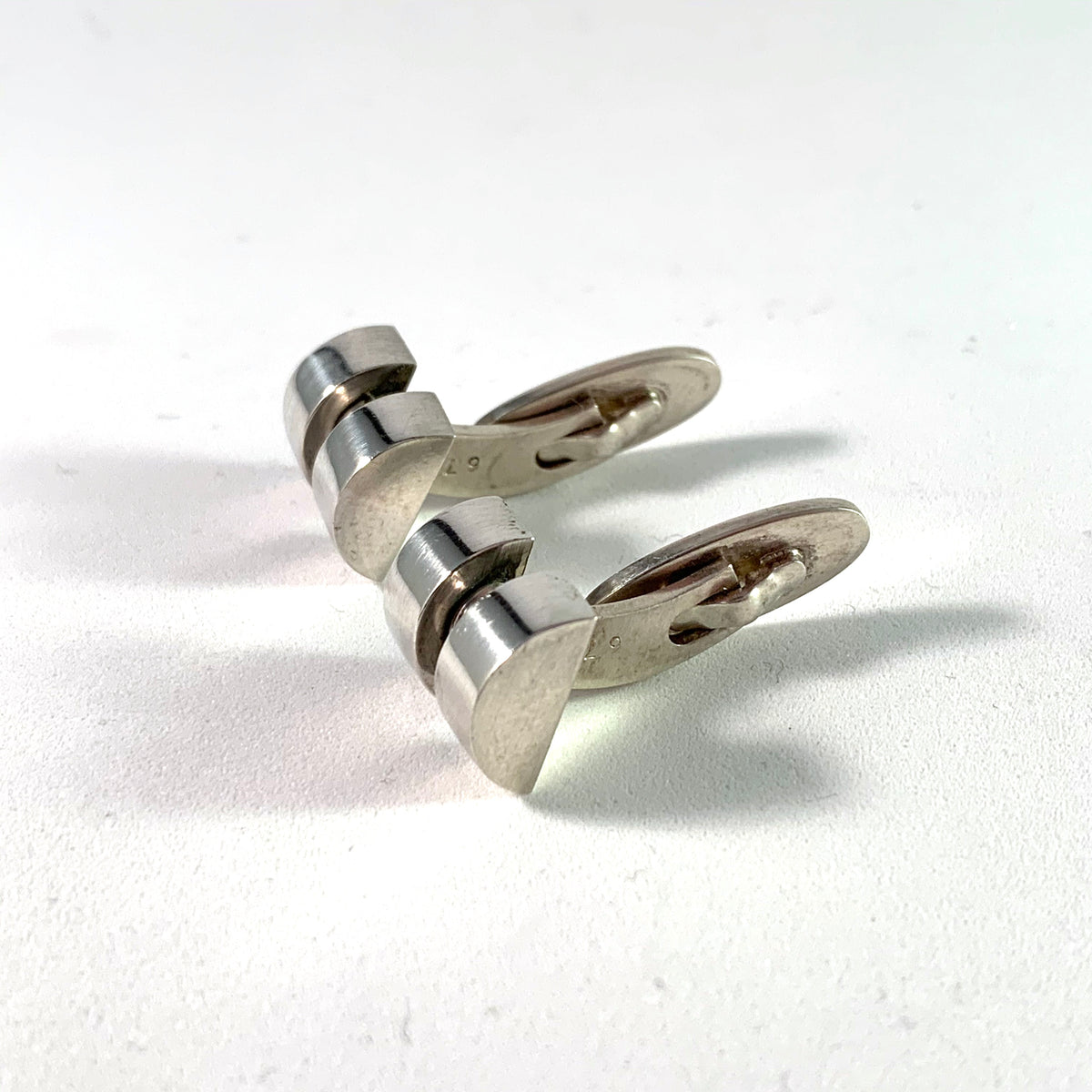 Georg Jensen, Copenhagen Sterling Silver Design no 67 by Sigvard Bernadotte Vintage Cufflinks