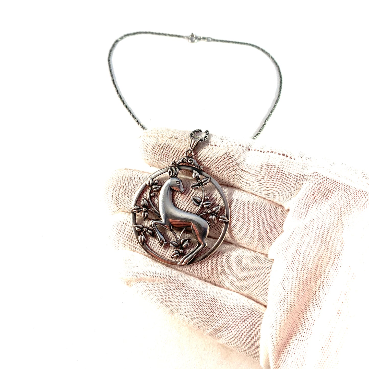 G Dahlgren, Sweden 1947 Sterling Silver Pendant Necklace.