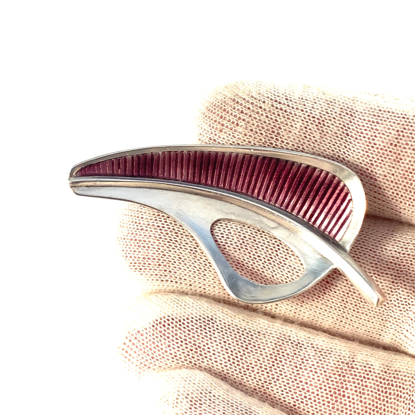Atelier Borgila, Stockholm 1958. Sterling Silver Enamel Brooch.