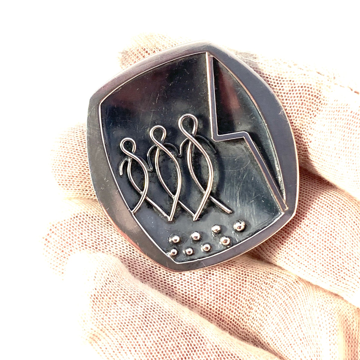Häggström, Sweden 1955. Mid Century Sterling Silver Brooch.