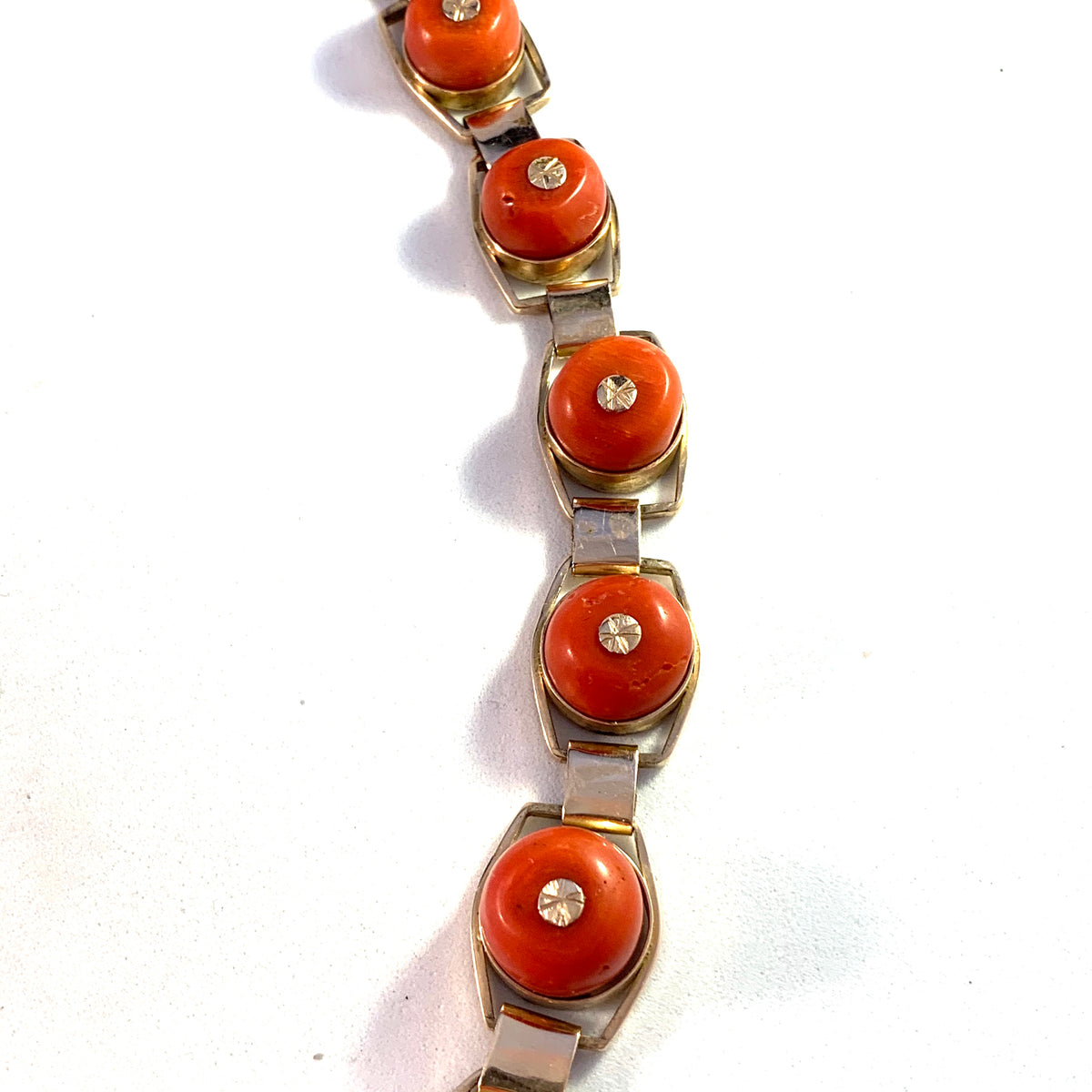 Italy Mid Century 14k Gold Coral Necklace. Massive 4.8oz