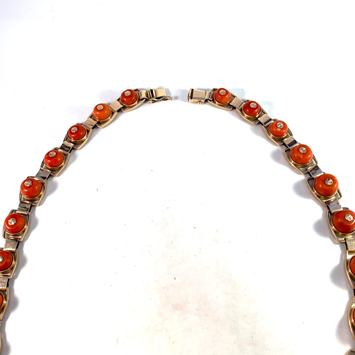 Italy Mid Century 14k Gold Coral Necklace. Massive 4.8oz