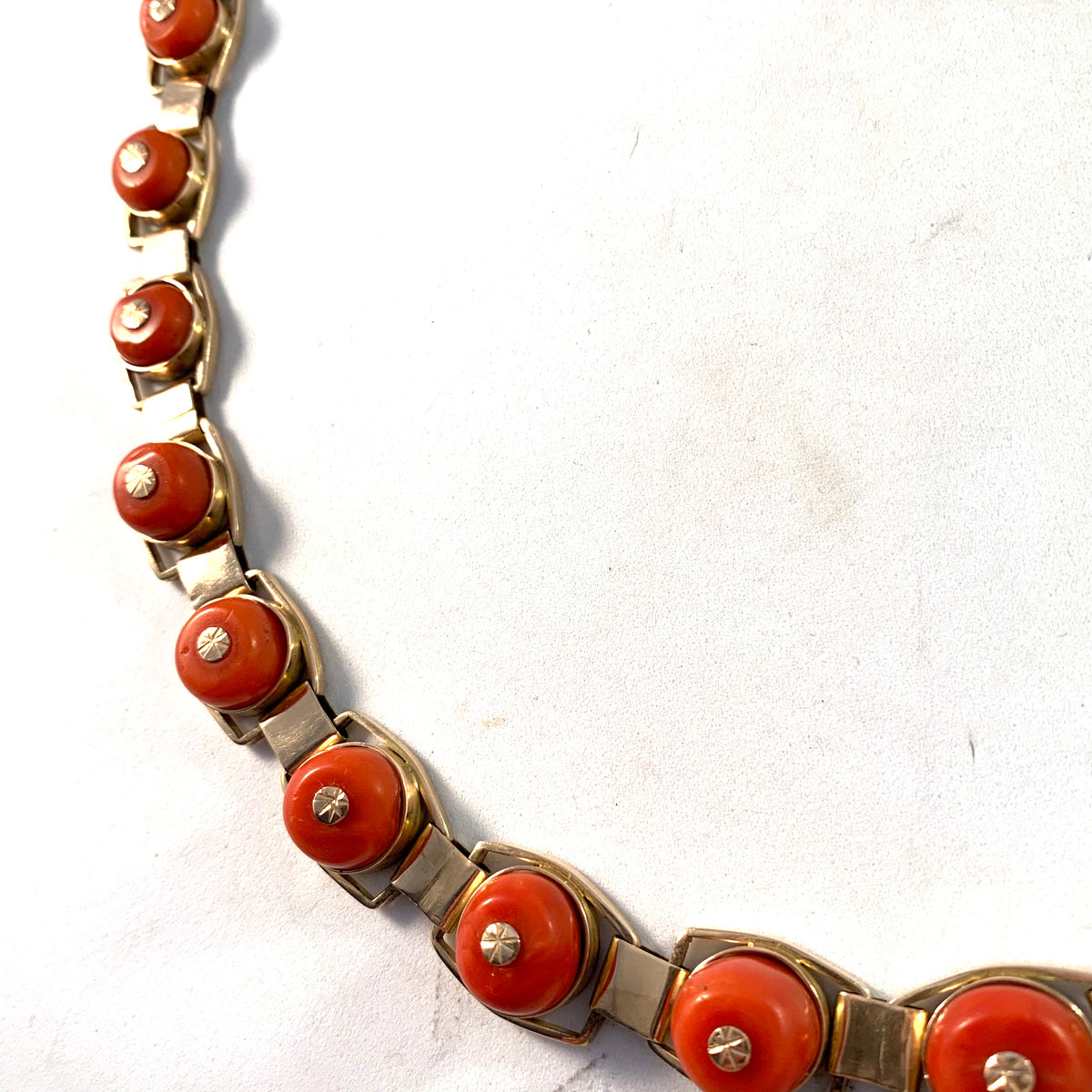 Italy Mid Century 14k Gold Coral Necklace. Massive 4.8oz