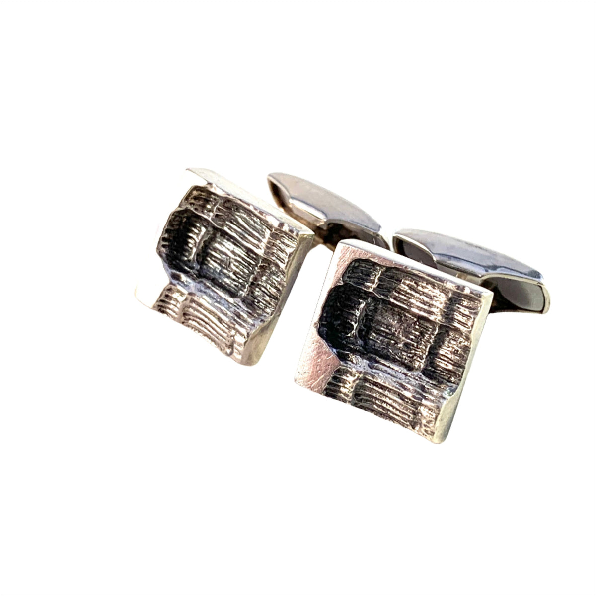 Martti Viikinniemi, Finland 1971 Modernist Sold Silver Cufflinks