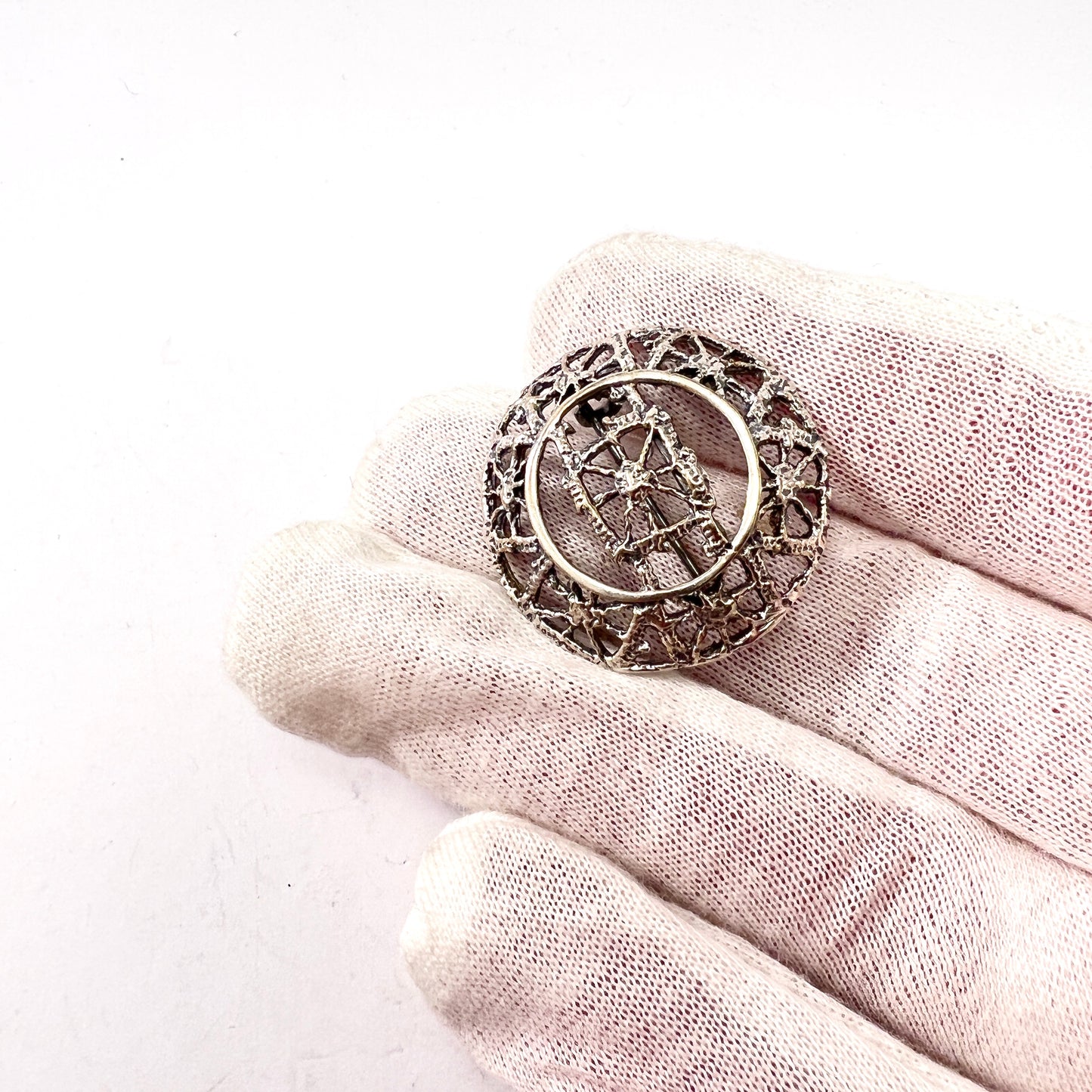 Pentti Sarpaneva for Turun Hopea Finland. Vintage Solid Silver Brooch. Design Pitsi