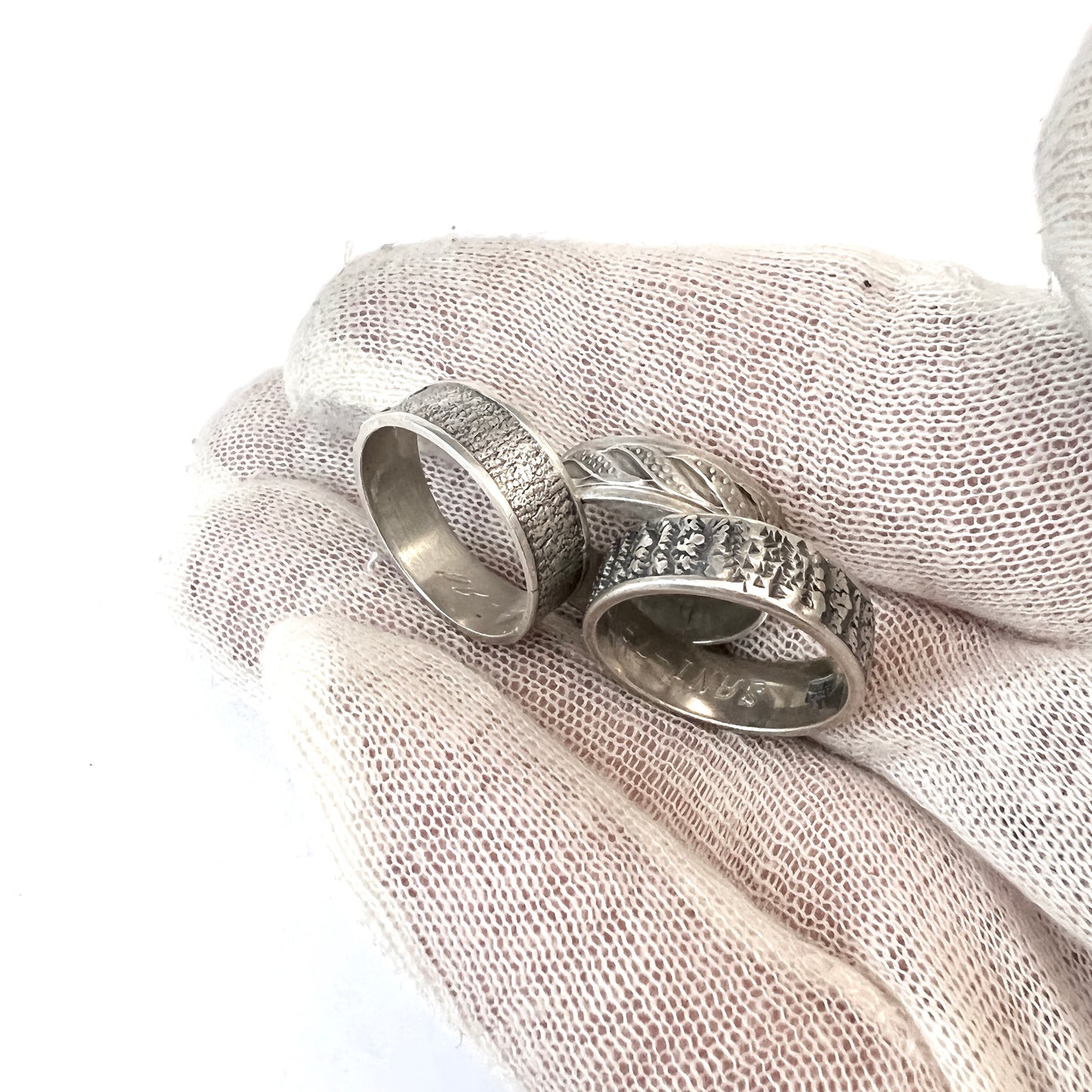 Sweden Finland Vintage Solid Silver Ring Stack Size. Size 7 1/2.
