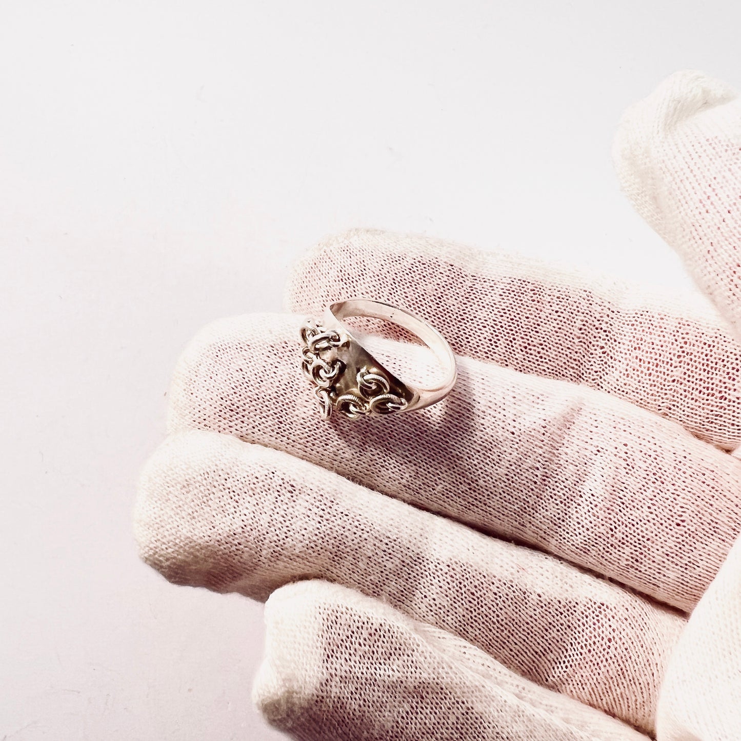 Karl Stenudd, Sweden 1937. Vintage Solid Silver Traditional Sami Laplander Ring.