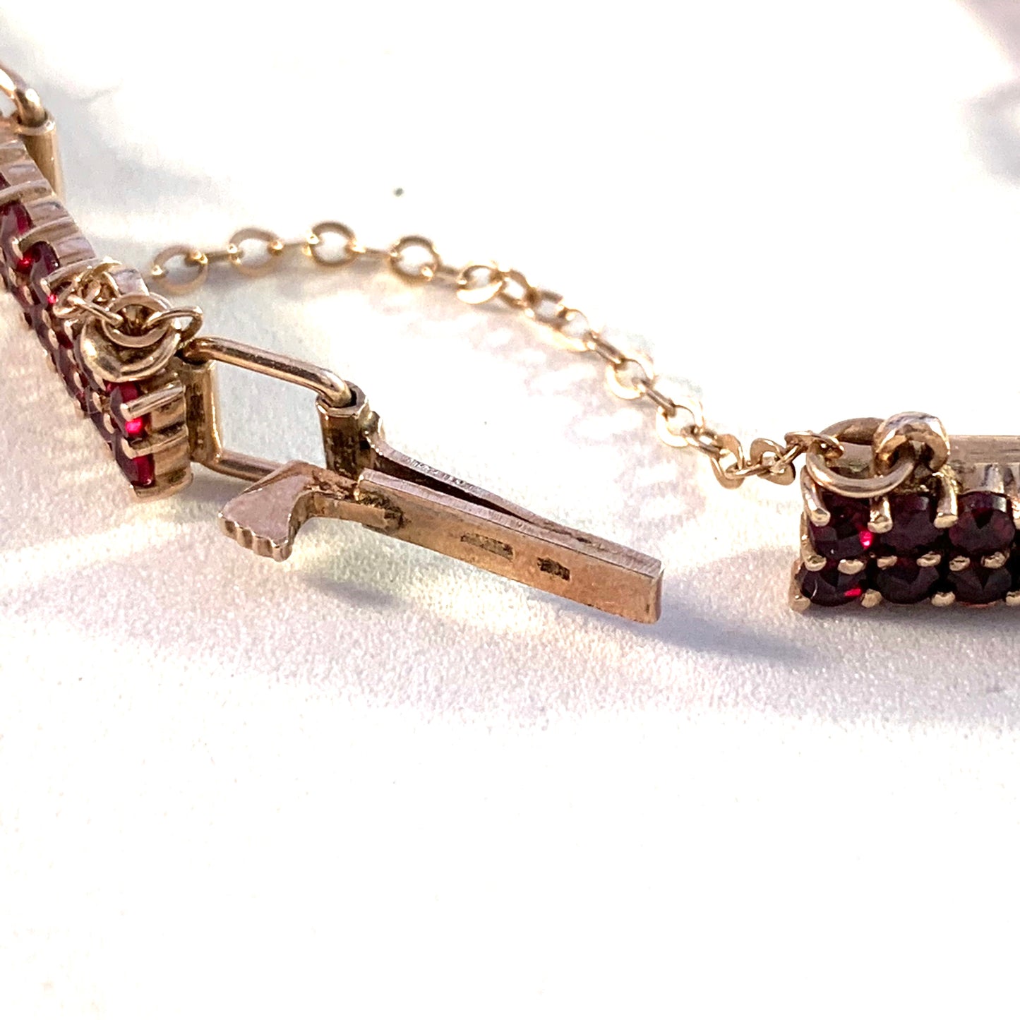 Early 1900s Solid Silver Bohemian Garnet Bracelet.