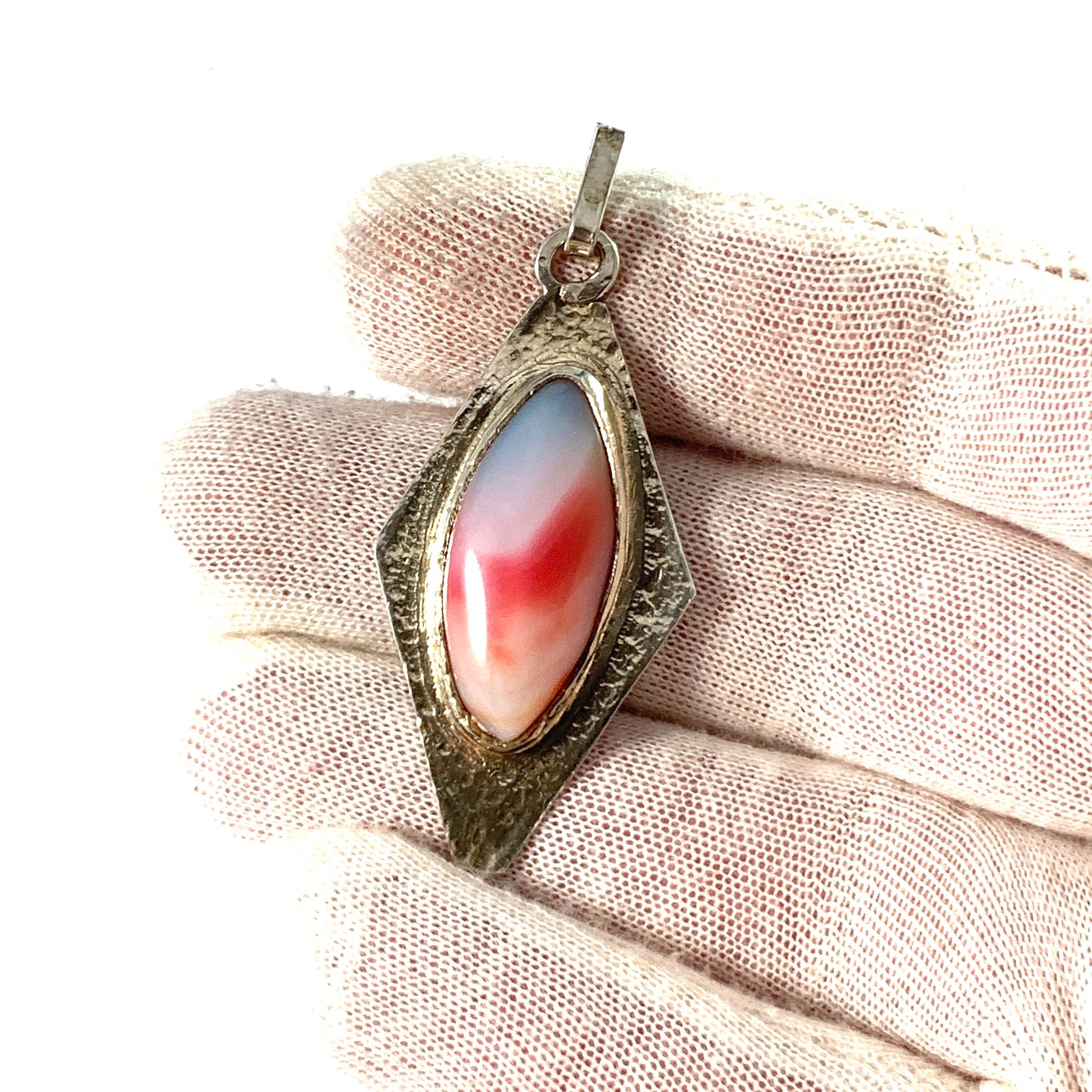 Joses Atelje, Sweden. Vintage Sterling Silver Agate Pendant.