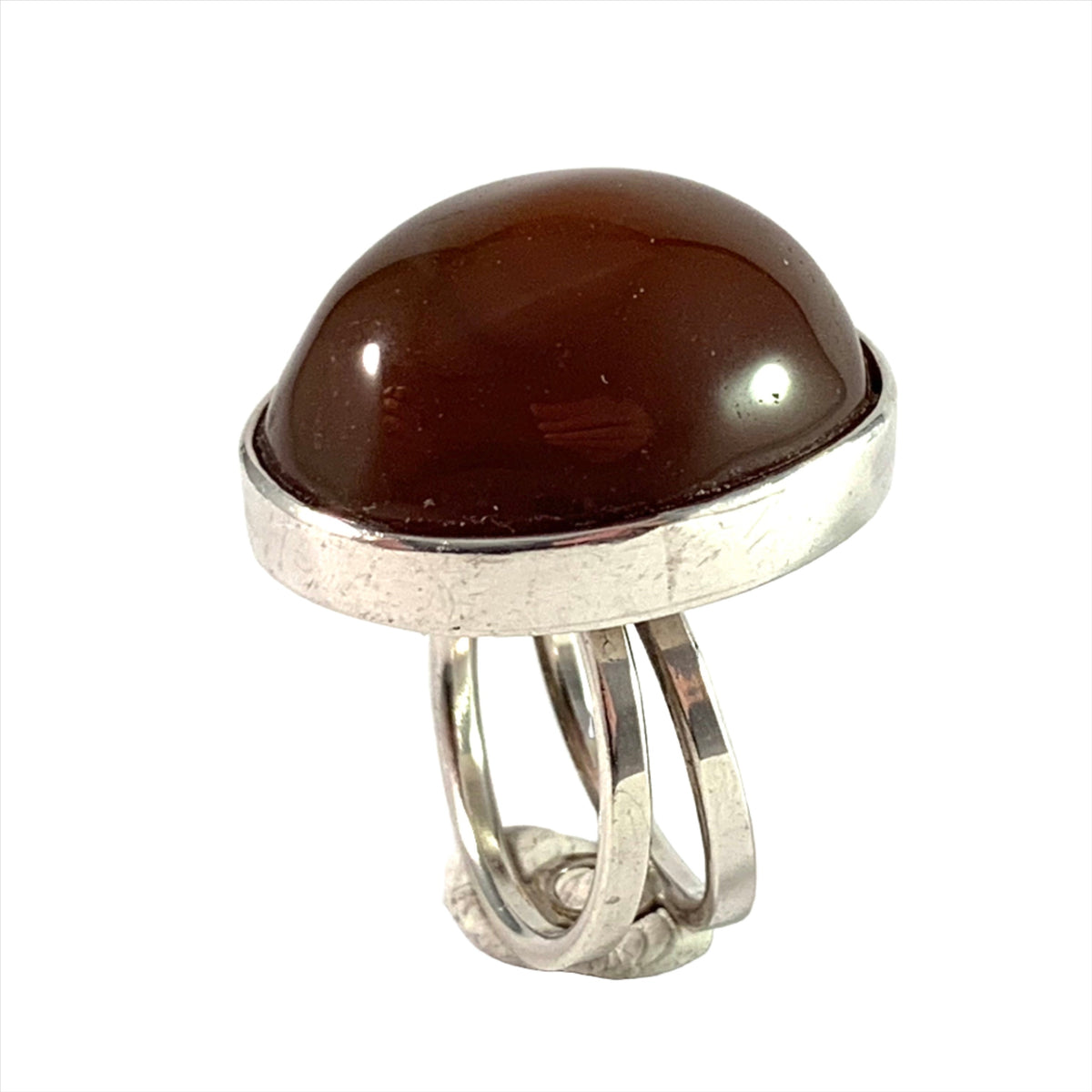Bengt J Andersson, Sweden year 1980 Bold Modernist Sterling Silver Agate Ring.
