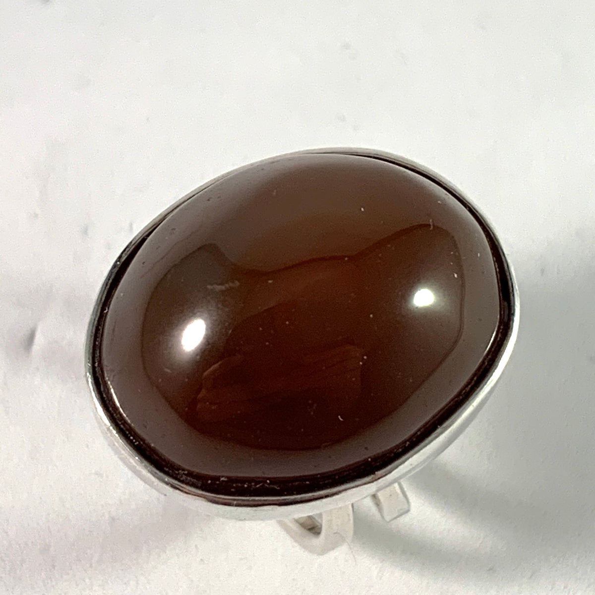 Bengt J Andersson, Sweden year 1980 Bold Modernist Sterling Silver Agate Ring.