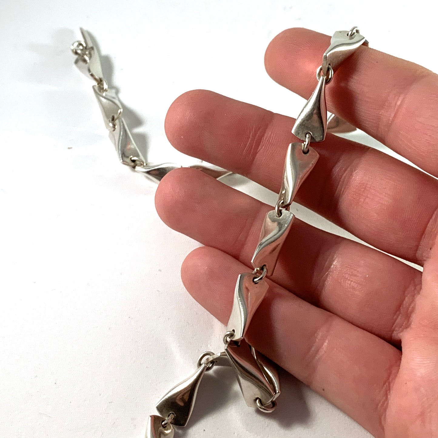 Georg Jensen, designer Edvard Kindt-Larsen Denmark Mid Century Sterling Silver Necklace. 104A "Butterfly"