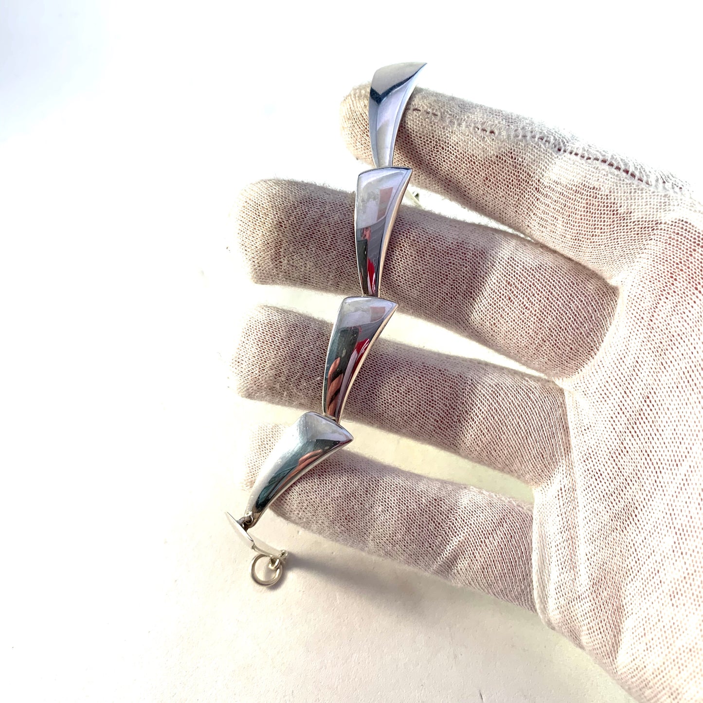Hermann Siersbol, Denmark 1960s Modernist Sterling Silver Link Bracelet.
