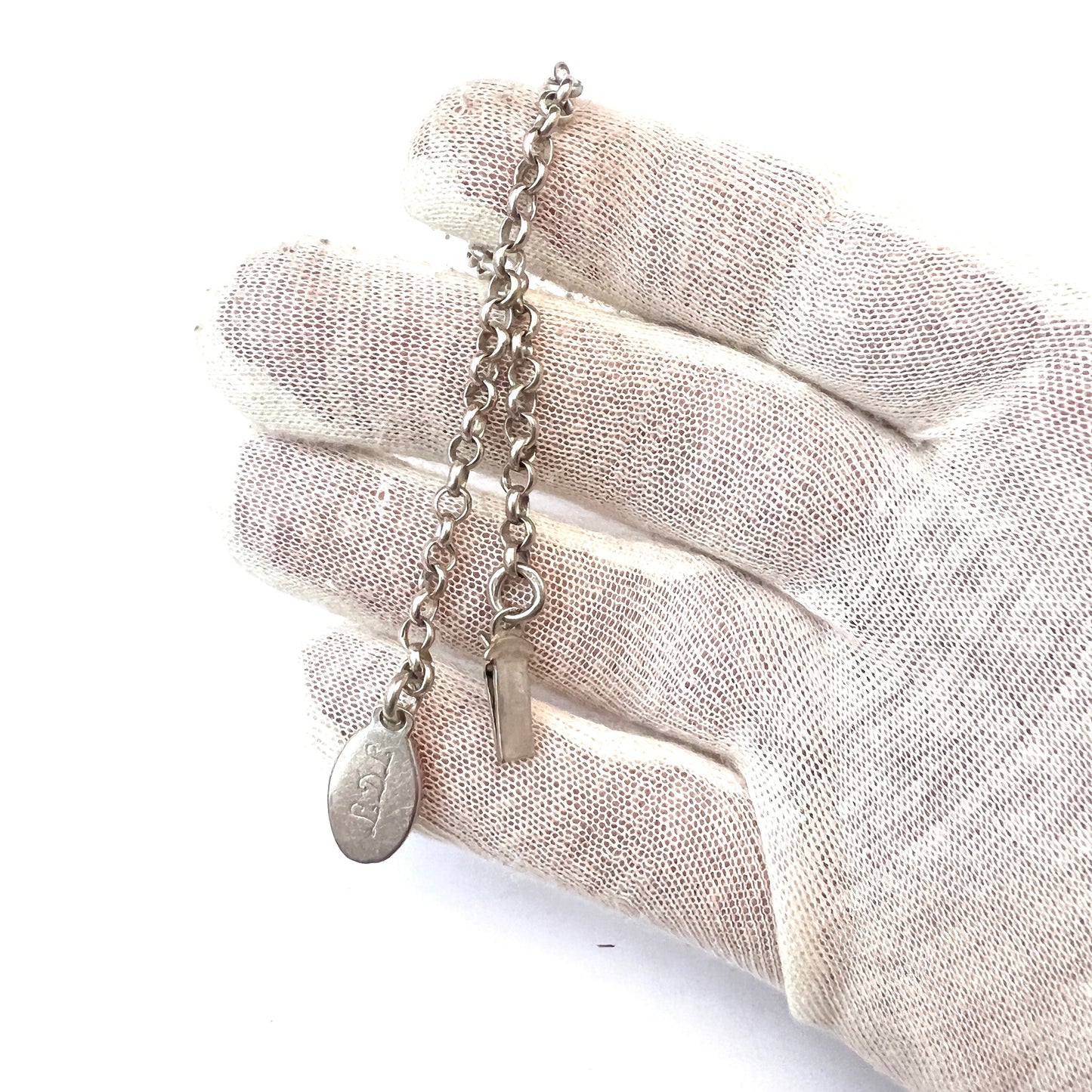 Sweden c 1870-80s. Antique Solid Silver Chain Bracelet.
