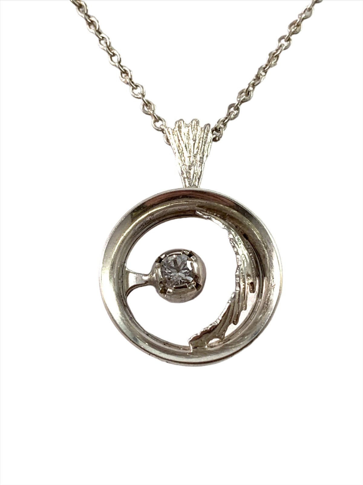 Martti Viikinniemi 1960s Finland 830 Silver Rock Crystal Necklace.