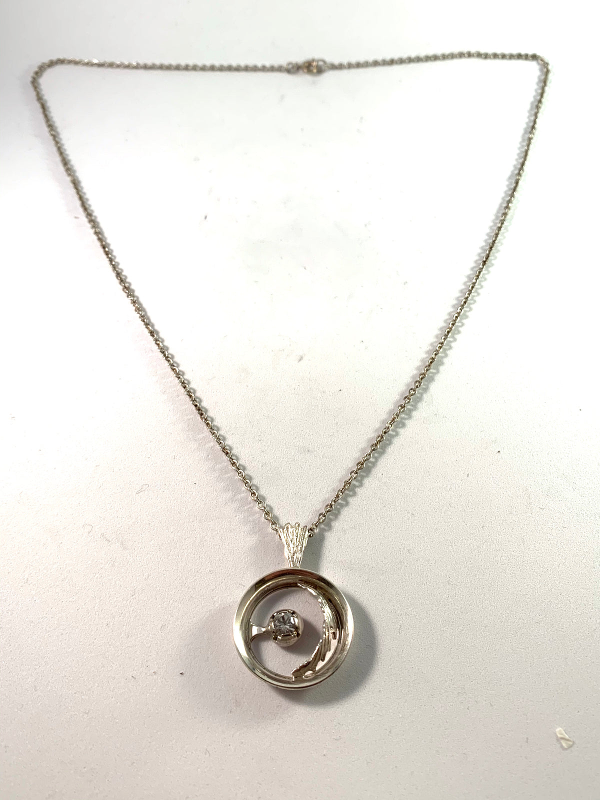 Martti Viikinniemi 1960s Finland 830 Silver Rock Crystal Necklace.