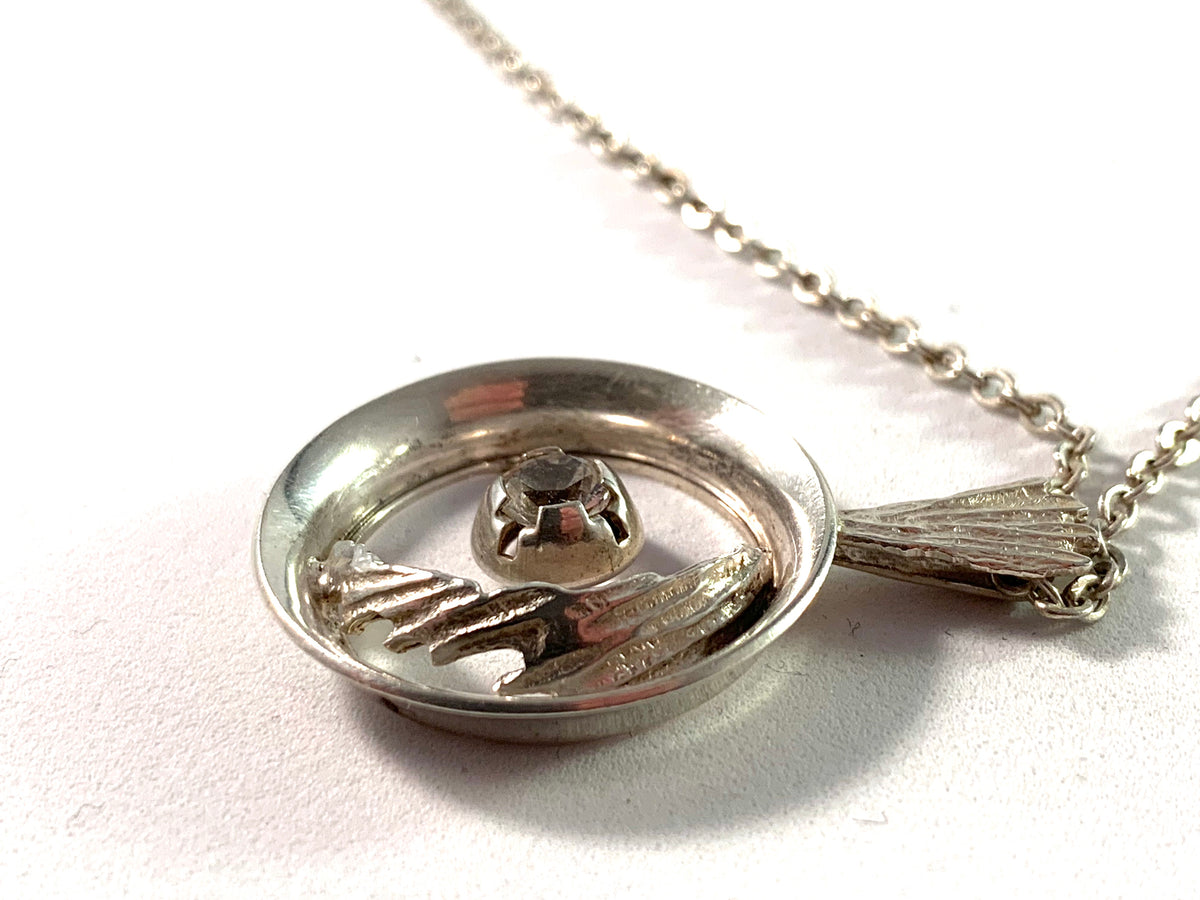 Martti Viikinniemi 1960s Finland 830 Silver Rock Crystal Necklace.